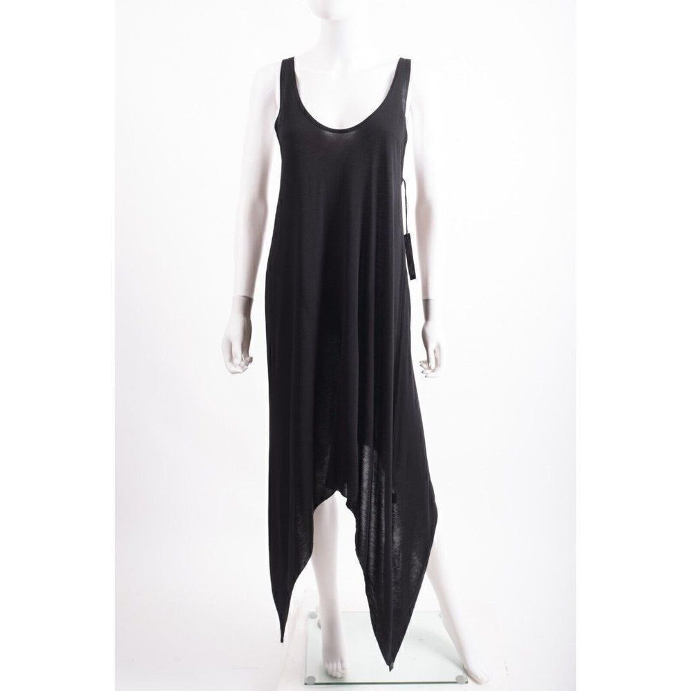 Ioanna Kourbela Womans Asymmetric Dress Long Size L Black Zero Waist Viscose NWT